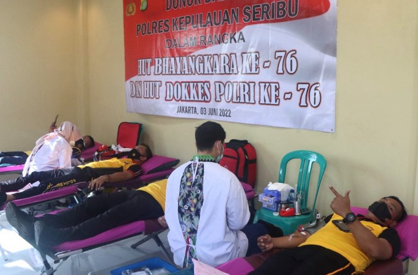  Hari Bhayangkara ke 76, Polres Kep Seribu Gandeng PMI Jakarta Utara Gelar Baksos Donor Darah