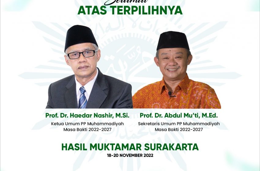  Ketum dan Sekretaris PP Muhammadiyah Masa Bakti 2022-2027 Ditetapkan
