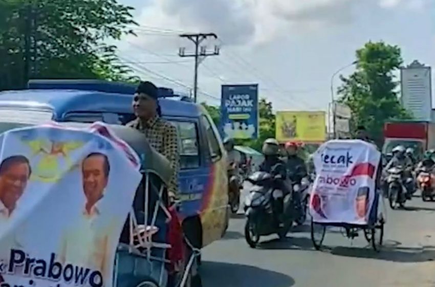  Tukang Becak di Solo Konvoi Suarakan Dukungan untuk Prabowo