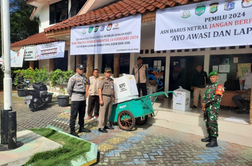  Polsek Kepulauan Seribu Selatan Bersama TNI, dan Satpol PP Garis Depan Pengamanan Pendistribusian Logistik Pemilu