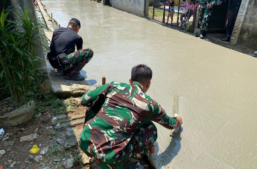  TMMD Ke-121 Kota Depok, Terus Menyelesaikan Pengecoran di Jalan H. Ismat