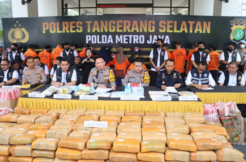  Ungkap Penyalahgunaan Narkotika, Polres Tangsel Sita 642 Kg Ganja, 7,8 Kg Sabu dan 1,1 Kg MDMA